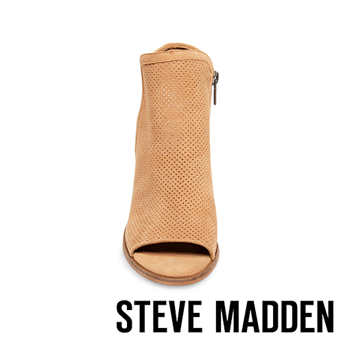 STEVE MADDEN-MAXINE魚口絨面粗跟涼鞋-絨棕
