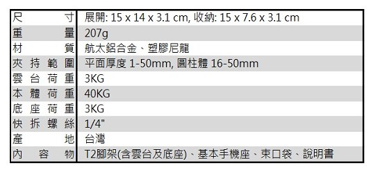 TAKEWAY 鉗式腳架 T2