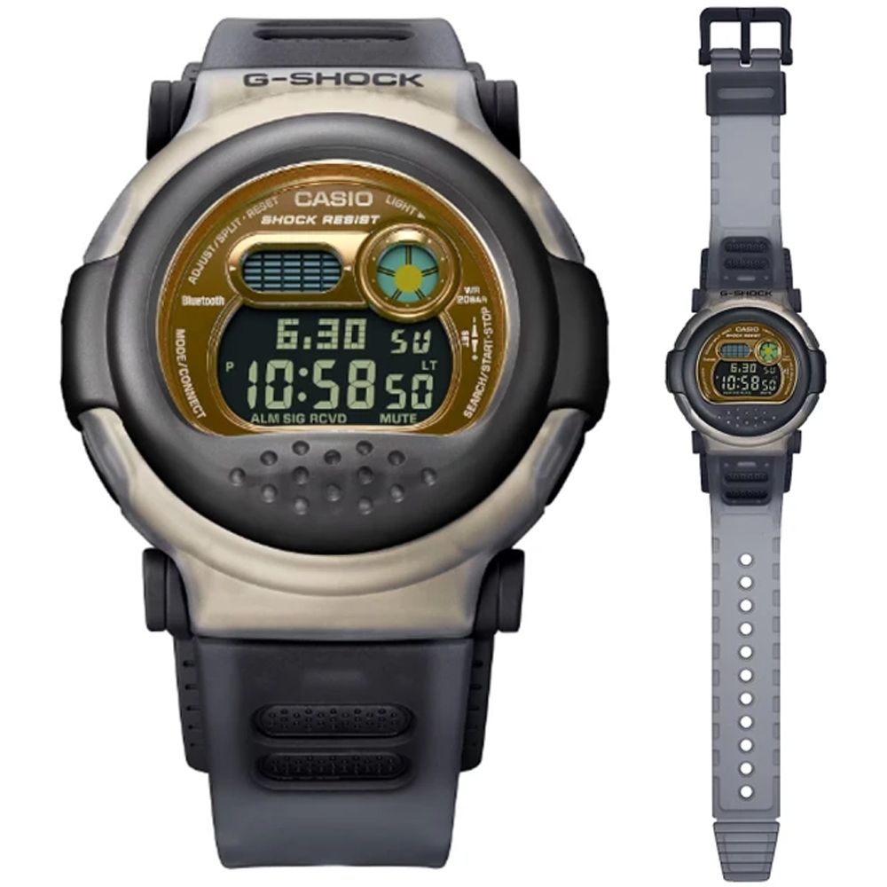 CASIO卡西歐G-SHOCK 智慧藍芽雙錶圈設計數位電子錶-G-B001MVB-8 黑金