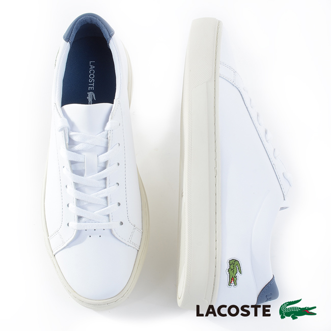 LACOSTE 女用真皮運動休閒鞋-白色