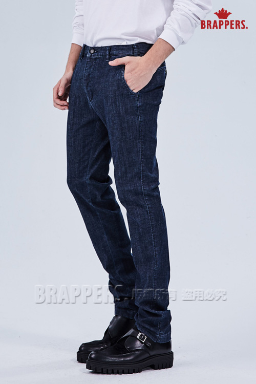 BRAPPERS 男款 中腰彈性直筒褲-藍