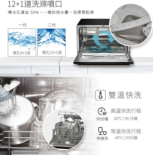 美國富及第Frigidaire 桌上型智慧洗碗機 6人份 FDW-6001TB (升級款)贈冰淇淋機