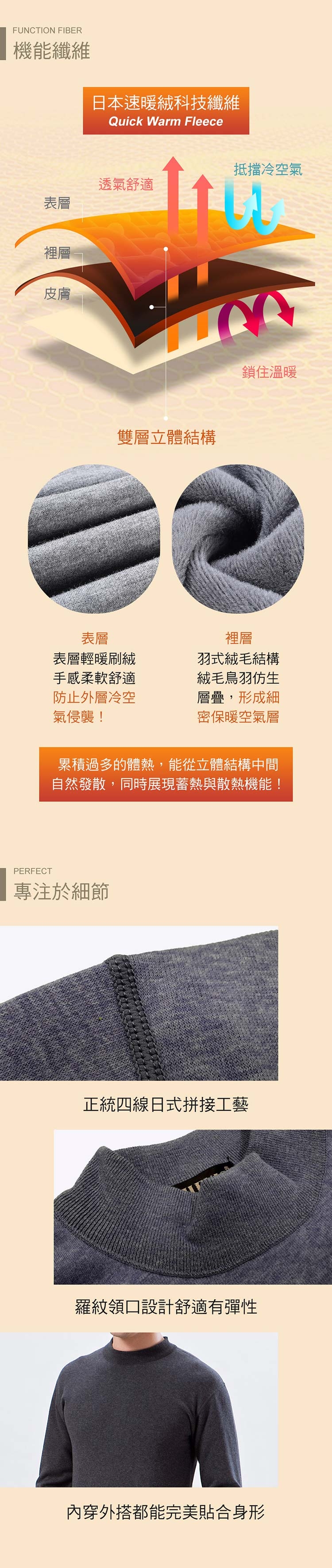 [時時樂]HENIS 禦寒神器 速暖羽式絨毛發熱衣 小高領 (激殺2入 限時送1)