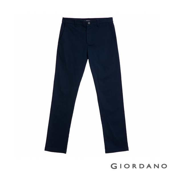 GIORDANO 男裝基本款錐形彈力卡其長褲 - 02 海軍寶藍