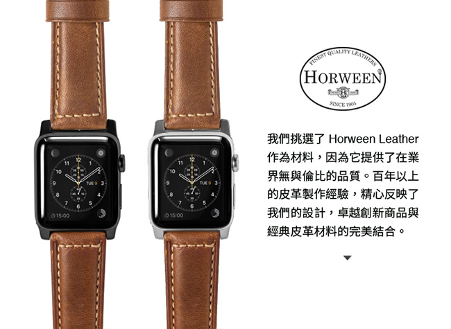 美國NOMADxHORWEEN皮革 Apple Watch 42/44mm錶帶-經典款