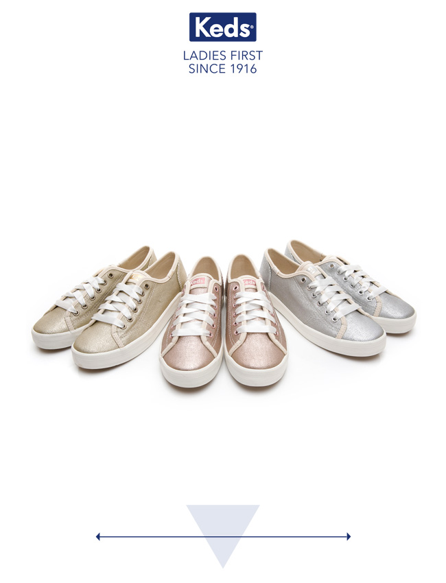 Keds KICKSTART 霧面光澤綁帶休閒鞋-玫瑰金