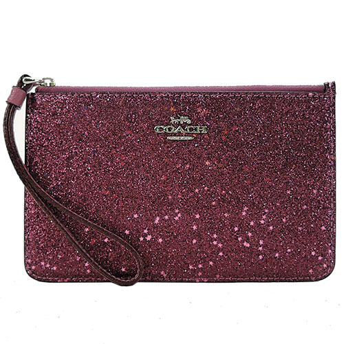 COACH 馬車星空亮粉手拿包(紫紅)
