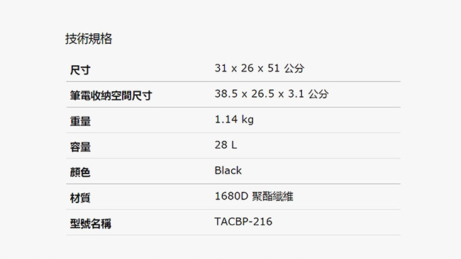 THULE-Accent 28L商旅兩用筆電後背包TACBP-216-黑