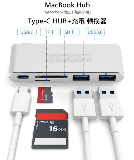 CyberSLIM TCU3H-R 多功能五合一擴充槽