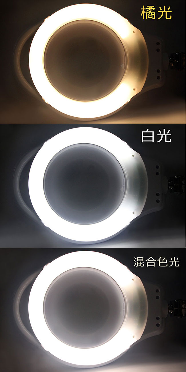 【Hamlet】1.8x/3D 大鏡面雙色溫LED調光護眼檯燈放大鏡 輪架式 E080-R