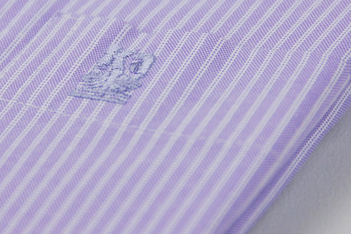 金‧安德森 紫色白細紋窄版短袖襯衫fast