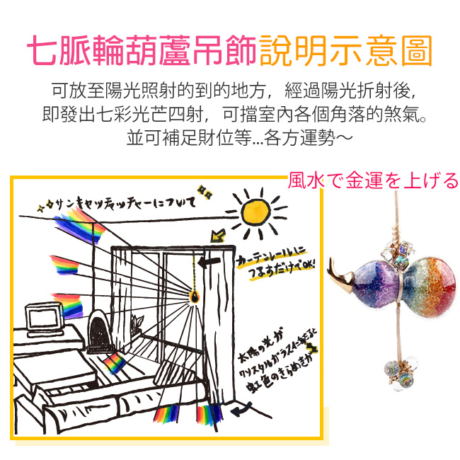 A1寶石-買1送1七脈輪晶鑽水晶化煞葫蘆開運風水掛飾(含開光)