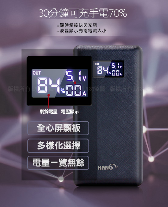 HANG 26000mAh 支援PD閃充QC3.0 雙向快充 行動電源 P2