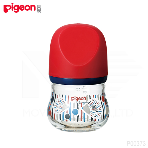 【任選】設計款＊日本《Pigeon 貝親》設計款寬口母乳實感玻璃奶瓶80ml(刺蝟/紅)