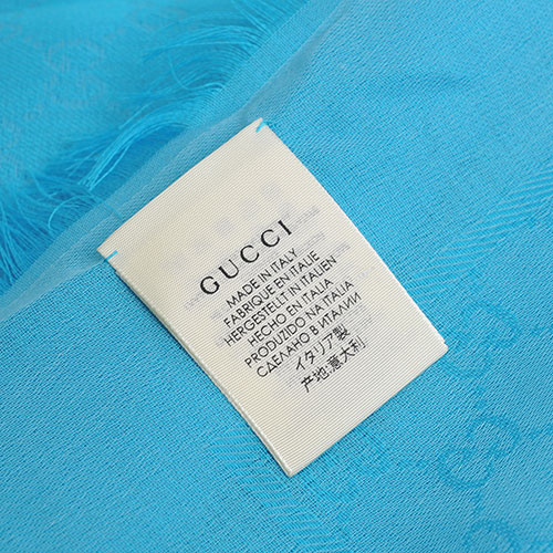 GUCCI SL GG LOGO 高質感棉質造型正方形圍巾(418222/水藍系)