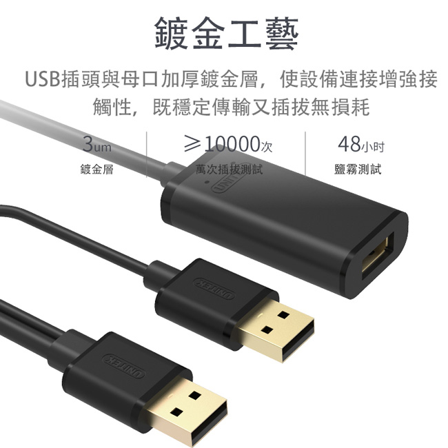 UNITEK USB2.0訊號放大延長線(10M)