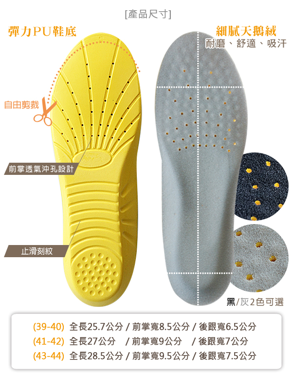 足的美形彈力PU功能型運動鞋墊(2雙)