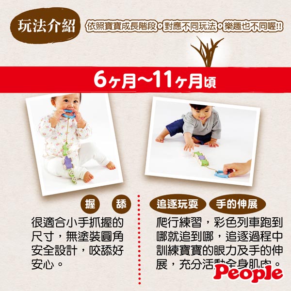 日本製People-米的彩色列車玩具組合(0m+)(固齒器)