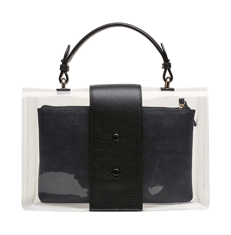 DKNY 時尚透明簡約鎖頭斜背包 黑