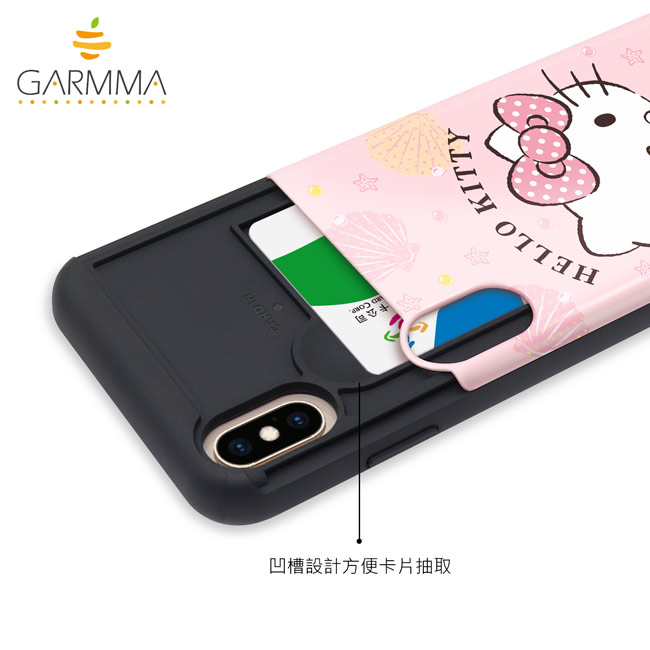 GARMMA Hello Kitty iPhone Xs Max插卡式滑蓋防摔殼