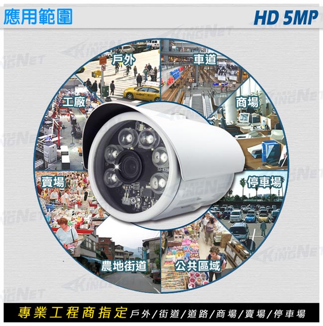 監視器攝影機 - KINGNET HD高清500萬 6顆K1燈戶外槍型監視器攝影機