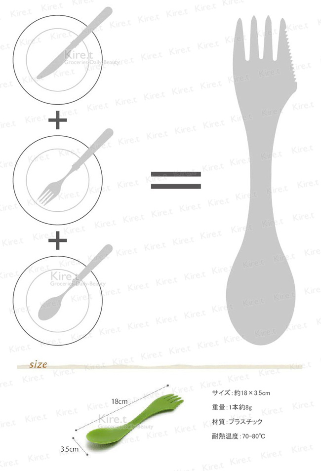 兒童外出專用 三合一 刀叉匙餐具 kiret-超值12入