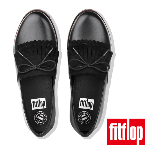 FitFlop TESSA FRINGED LOAFERS-黑