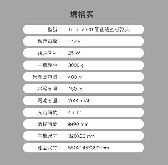 TiDdi (鈦敵) V320全新第二代智能規劃掃地機器人(繁體中文介面)