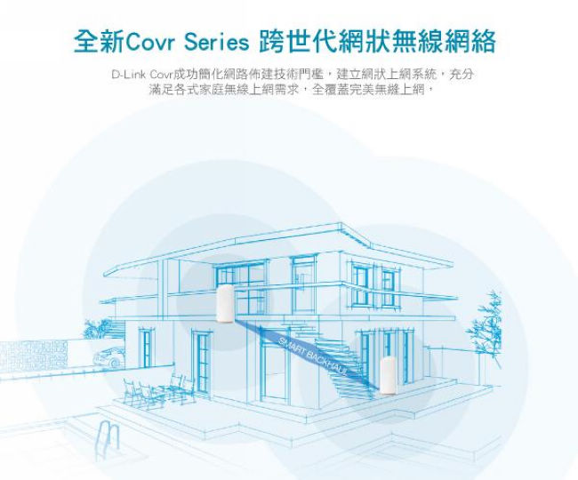 D-Link 友訊 COVR-2202 Mesh 三頻全覆蓋家用Wi-Fi系統路由器分享器