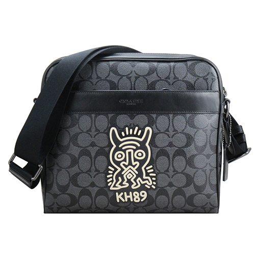 COACH Keith Haring 限量款PVC肩斜包(黑灰)