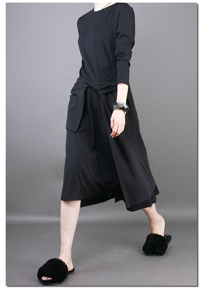 港風大口袋寬鬆不規則中長版傘裙-設計所在 MP1788