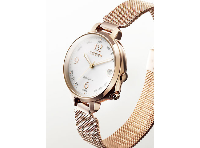 CITIZEN 星辰光動能藍芽連線米蘭帶手錶EE4032-80A-玫瑰金/33mm