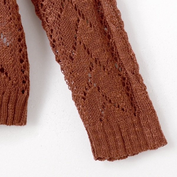 造型鏤空挑洞設計純色细針織毛衣-OB大尺碼