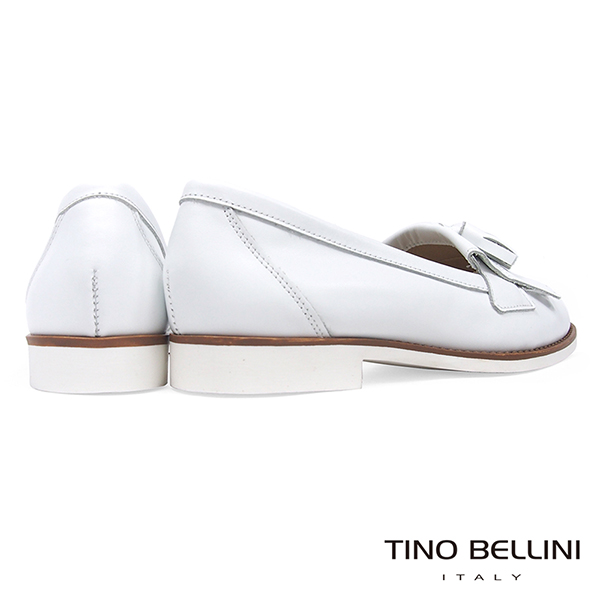 Tino Bellini 義大利進口文青學院風雙層流蘇莫卡辛鞋 _ 白