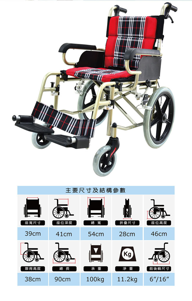 必翔銀髮 輕便看護輪椅-PH-164A(未滅菌)