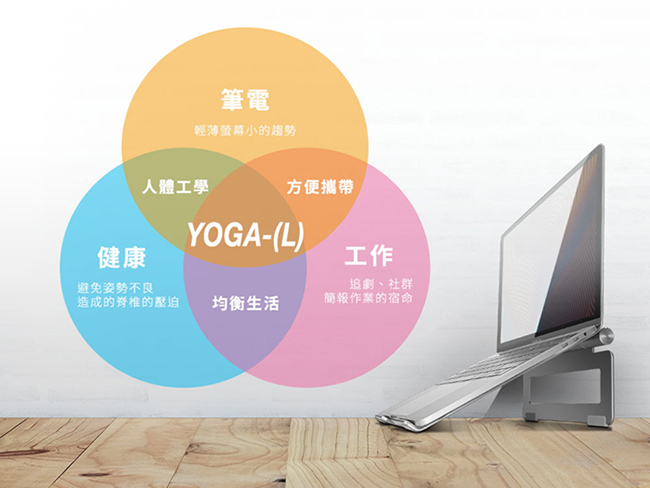 innowatt THE YOGA 優架(L) 可旋轉調控高度之人體工學筆電支架