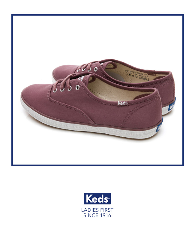 Keds CHAMPION 霧感經典綁帶休閒鞋-紫紅