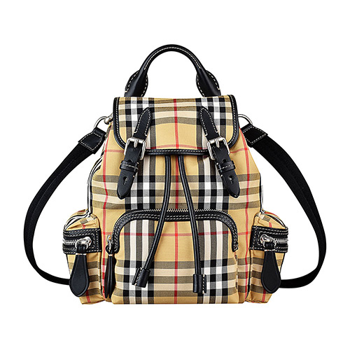 BURBERRY THE RUCKSACK經典VINTAGE格尼龍拼接牛皮軍旅斜背後背包(