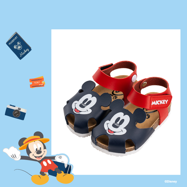 迪士尼童鞋 米奇 耳朵造型護趾涼鞋-紅