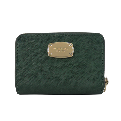 MICHAEL KORS JET SET方牌防刮皮革鑰匙零錢包(綠)