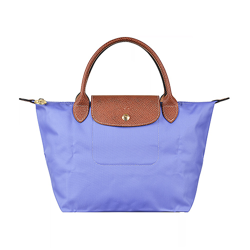 LONGCHAMP LE PLIAGE壓印LOGO短提把尼龍摺疊拉鍊手提包(小/薰衣草紫)