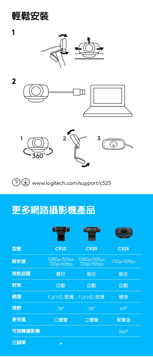 羅技 HD 網路攝影機 C525