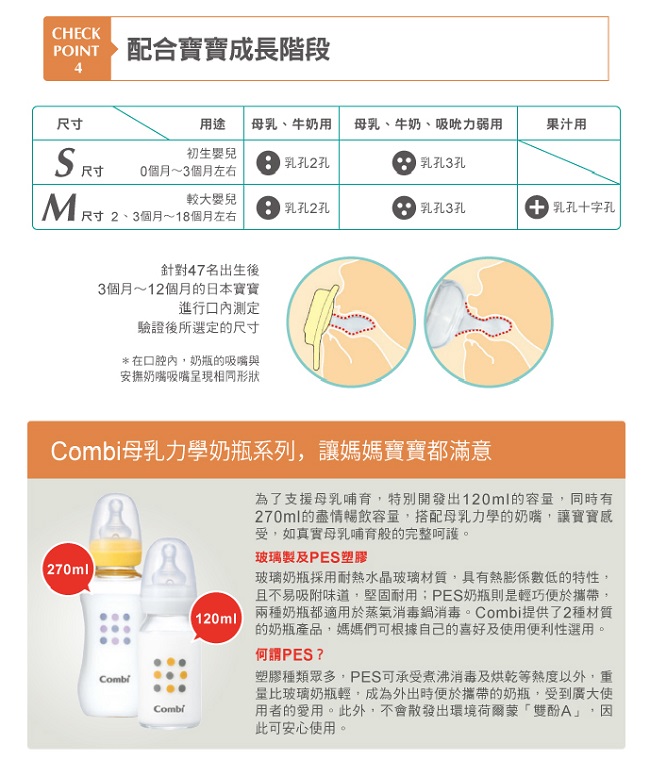 Combi 康貝標準圓孔奶嘴中快流量M(十字孔 )-3入