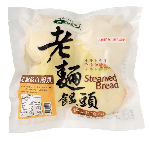 統一生機 老麵原白饅頭(400g/4入裝)