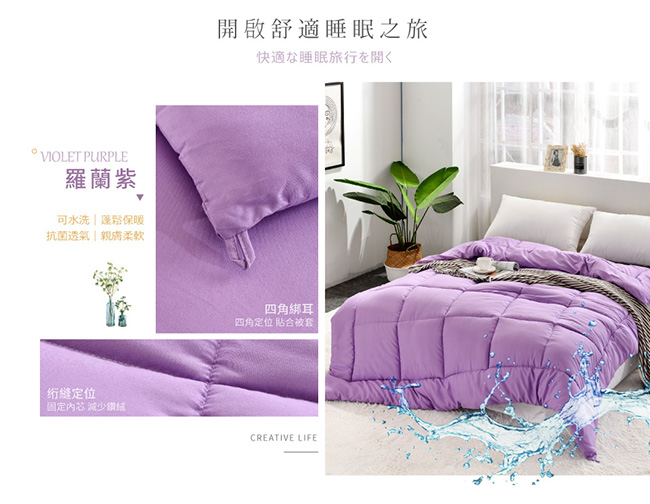 FOCA 紫羅蘭-炫彩可水洗/機洗抗菌防蹣羽絲絨被6x7尺
