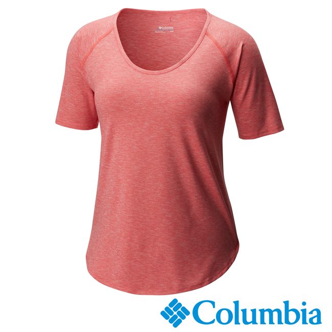 Columbia哥倫比 女款-防曬50快排短袖上衣-粉紅UAR10710PK