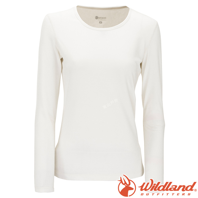 Wildland 荒野 W2653-81米白色 女遠紅外線保暖U領衛生衣