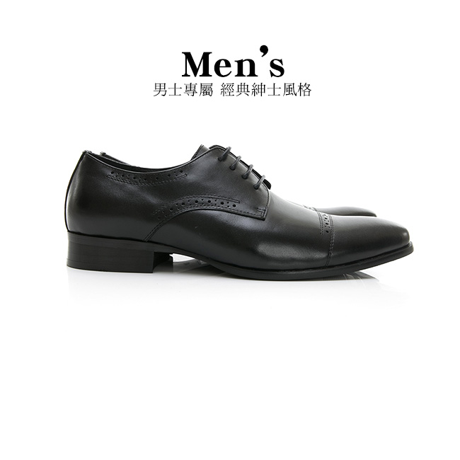 【GEORGE 喬治皮鞋】尊爵系列 拼接綁帶紳士鞋皮鞋-黑色