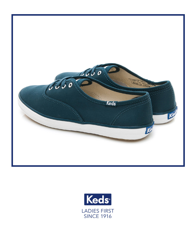 Keds CHAMPION 霧感經典綁帶休閒鞋-深綠