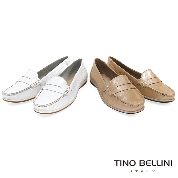 Tino Bellini 巴西進口經典復刻漆皮休閒莫卡辛鞋 _ 亮白